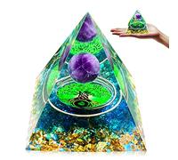 Tyuodna Orgonite Pyramid Crystal Energy Tower, Handmade Chakra Healing Crystals Pyramid, Nature Reiki Chakra Energy Healing with Reiki Chakra Crushed Stone and Tree of Life for Yoga Reiki Healing (G)