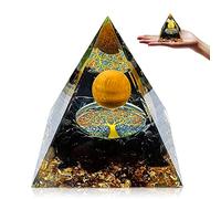 Tyuodna Orgonite Pyramid Crystal Energy Tower, Handmade Chakra Healing Crystals Pyramid, Nature Reiki Chakra Energy Healing with Reiki Chakra Crushed Stone and Tree of Life for Yoga Reiki Healing (B)