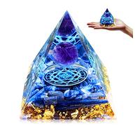 Tyuodna Orgonite Pyramid Crystal Energy Tower, Handmade Chakra Healing Crystals Pyramid, Nature Reiki Chakra Energy Healing with Reiki Chakra Crushed Stone and Tree of Life for Yoga Reiki Healing (F)