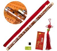 Tyuodna Pluggable F key Bitter Bamboo Flute Dizi, Chinese Traditional Handmade Musical Woodwind Instrument Key of F, with Free Membrane & Glue & Protector Set (Brown)