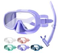 Tyuodna Snorkel Mask,Frameless Snorkeling Mask Adult & Junior,Diving Mask in Macaron Colors,180° Wide View,Nano Anti-Fog & Anti-UV Scuba Mask for Diving, Snorkelling and Swimmin (Purple)