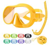 Tyuodna Snorkel Mask,Frameless Snorkeling Mask Adult & Junior,Diving Mask in Macaron Colors,180° Wide View,Nano Anti-Fog & Anti-UV Scuba Mask for Diving, Snorkelling and Swimmin (Yellow+Snorkel)