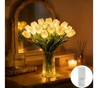 TYURJYR Twinkling Tree Tulips, Radiant Romantic Tulip Light with a Vase, 15PCS Twinkling Tree Tulips Led Night Light that Never Fade, Flower Shaped Ambient Night Lamp for Women Mom (White, with Vase)