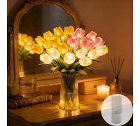 TYURJYR Twinkling Tree Tulips, Radiant Romantic Tulip Light with a Vase, 15PCS Twinkling Tree Tulips Led Night Light that Never Fade, Flower Shaped Ambient Night Lamp for Women Mom (Mixed, with Vase)
