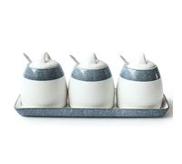TYUrmiui Sugar Bowl, White Farmhouse Sugar Pot Salt Bowl Seasoning Box Spice Jars,(A Set of 3)