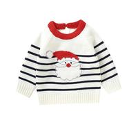 TYUSGH Baby Boys Girls Christmas Jumpers Santa Knitted Sweaters Long Sleeve Pullover Knitwear Toddler My First Christmas Outfits Winter Clothes for Holiday White