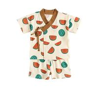 TYUSGH Baby Boys Girls Japanese Summer Clothes Short Sleeve Fruit Print Tops Shorts Set Toddler 2PCS Outfits for Birthday Green
