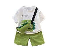 TYUSGH Baby Boys Outfits Set Short Sleeve Tops Dinosaur Print T-Shirts Shorts with Dinosaur Satchel 3PCS Summer Clothes Cute Tracksuit Green