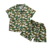 TYUSGH Baby Boys Summer Clothes Toddler Hawaiian Short Sleeve Button Down Shirts Shorts Set 2PCS Outfits for Birthday Green