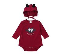 TYUSGH Baby Girls Boys Devil Romper with Funny Hat Newborn Halloween Outfits Long Sleeve Crew Neck Bodysuit Fancy Dress Costume