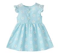 TYUSGH Baby Girl's Daisy Printed Dress Ruffle Sleeve Cotton Summer Causal A-Line Dresses for 0-5 Years Light Blue