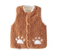 TYUSGH Baby Girls Fleece Vest Infant Bear Cartoon Pattern Plush Gilet Button Toddler Coat Windproof Boys Girls Winter Jackets (Brown, 18-24 Months)