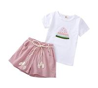 TYUSGH Baby Girls Outfits Kids Short Sleeve Tops Watermelon Print T-Shirts Shorts Set 2PCS Summer Clothes for Photograph Pink