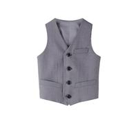 TYUSGH Boys Formal Waistcoat Single Breasted Fully Lined Tuxedo Waistcoat Formal Suit Vest Teen Gentleman Sleeveless Blazer for Wedding Party Prom (Grey, 7-8 Years)