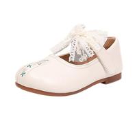 TYUSGH Girls Bow Mary Jane Flats Flower Embroidery School Shoes