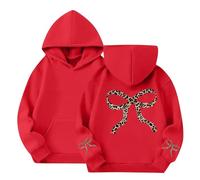 TYUSGH Girls Bow Print Hoodie Tween Oversized Sweatshirt with Kangaroo Pocket Kids Cute Jumper Toddler Graphic Hooded Pullover Spring Long Sleeve Tops for 2-13 Years