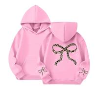 TYUSGH Girls Bow Print Hoodie Tween Oversized Sweatshirt with Kangaroo Pocket Kids Cute Jumper Toddler Graphic Hooded Pullover Spring Long Sleeve Tops for 2-13 Years