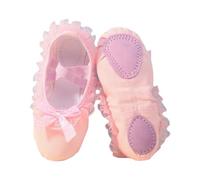 TYUSGH Girls Canvas Ballet Shoes Lace Trim Dance Flats, A, 3.5