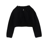 TYUSGH Girls Knit Bolero Cardigans Kids Lace Bow Shrug Soft Solid Color Cover Up Elegant Wedding Party Coat Black