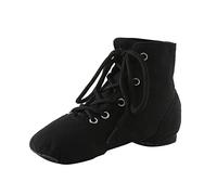 TYUSGH Girls Lace Up Canvas Jazz Dance Ankle Boots, Black, 13.5