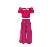 TYUSGH Kids Girls Indian Belly Dance Top Pants Belly Dance Costumes Toddler Baby Belly Dancing Performance Cloth Hot Pink