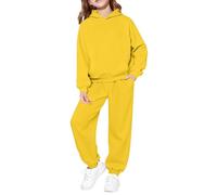 TYUSGH Kids Plain Tracksuit Set Girls Boys Hoodie Sweatshirt and Joggers Outfits Sets 2 Piece Activewear Teenage Athletic Gym Jogging Bottoms Sweatpants Sweatsuit (Yellow, 6-7 Years)