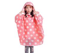 TYUSGH Kids Rain Poncho Girls Boys Waterproof Raincoat Polka Dot Reusable Rain Jacket Lightweight Rainwear with Hoods and Sleeves Pink