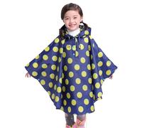 TYUSGH Kids Rain Poncho Girls Boys Waterproof Raincoat Polka Dot Reusable Rain Jacket Lightweight Rainwear with Hoods and Sleeves Blue