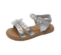 TYUSGH Little Girls Pearl Sandals Adjustable Ankle Strap Walking Shoes | Easy hook-loop closure, open toe, cushioned footbed, non slip, indoor and outdoor, everyday casual wear
