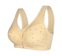 TYUSGH Sports Bras Women Front Fastening Bras Plus Size Cotton Front Button Bra Soft Comfort Bra Non Wired Support Bras Post Bras Push Up Padded Bralette Lace Seamless Bras Beige