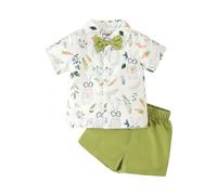 TYUSGH Toddler Boys Easter Outfit Gentleman Short Sleeve Tops Bunny Print Necktie Shirts Shorts Set Baby Photography Clothes