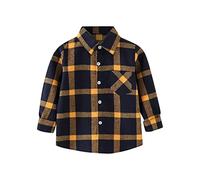 TYUSGH Toddler Boys Tops Kids Toddler Flannel Shirt Jacket Plaid Long Sleeve Lapel Button Down Shacket Baby Boys Girls Pockets Shirt Top Coat Outwear B-187 Yellow