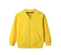 TYUSGH Toddler Girls Boys Bomber Jacket Solid Color Zipper Baseball Coat Kids Cute Lightweight School Cardigan Long Sleeve Top Spring Clothes (Yellow, 5-6 Years)