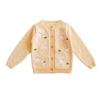 TYUSGH Toddler Girls Easter Knit Cardigans Baby Cute Bunny Button Down Sweater Kids Rabbit Round Neck Long Sleve Tops Easter Outfit Clothes (Yellow, 4-5 Years)