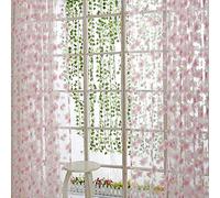 TYUSGH Voile Curtains Flower Printed Tulle 100x200cm Drop Window Door Scarf Panel Voile Fabric Home Textiles Light Filtering Drape for Bathroom Bedroom Kitchen