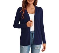 TYUSGH Women's Cardigans Solid Color Long Sleeved Buttonless Casual Knitted Sweater Open Front Loose Fit Cover Ups Business Office Blue