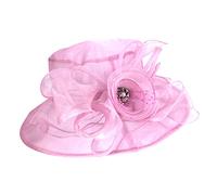 TYUSGH Women's Organza Church Hat Summer Fascinator Lady Cocktail Tea Party Church Wedding Bridal Flower Hat for Wedding Party Hot Pink