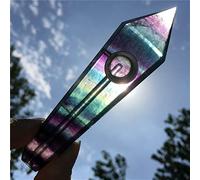 TYUTYU 1pcs 100mm Natural Rainbow Fluorite Pipes Hole Quartz Crystal Wand Point