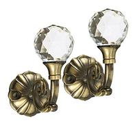 TYUTYU 2 Large Curtain Cage Wall Tie Back Hook Metal Crystal Glass Curtains Keep Fixed Frame Useful Wall Tie Back Hanger Drop Transport (Color : Brown)