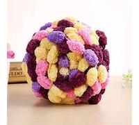 TYUTYU Thick Woollen Big Soft Rainbow Pom Pom Yarn Hand Knitting Crochet Yarn DIY Blanket Cushion Colorful Pompom Thread Wool yarn (Color : 13)