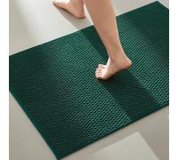 TYUU Bathroom Rugs Non Slip Washable, Super Absorbent Thin Bath Mat Quick Dry Low Pile Bathroom Rug, Dark Green 24"x47"