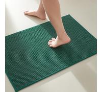 TYUU Bathroom Rugs Non Slip Washable, Super Absorbent Thin Bath Mat Small Quick Dry Low Pile Bathroom Rug, Dark Green 20"x30"