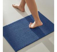 TYUU Bathroom Rugs Non Slip Washable, Super Absorbent Thin Bath Mat Small Quick Dry Low Pile Bathroom Rug, Navy Blue 16"x24"