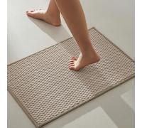 TYUU Bathroom Rugs Non Slip Washable, Super Absorbent Thin Bath Mat Small Quick Dry Low Pile Bathroom Rug, Beige 16"x24"