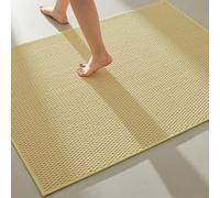 TYUU Large Bathroom Rugs Non Slip Washable Bath Rugs Super Absorbent Bathroom Rug Thin Quick Dry Low Pile Bath Mats, Yellow 36"x48"