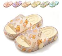 TYUVEX Kids Sliders for Boys Girls, Capybara Non-Slip Summer Slippers, EVA Cushioned Beach Pool Slide Sandals, Quick Dry Bathroom Shower Shoes for Toddler 10-10.5 UK Child KP Brown 19