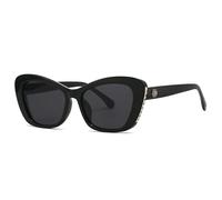 TYUVIVO Big Frame Cat Eye Sunglasses Luxury Vintage Sunglasses Popular Rivet Uv400(Black Black)