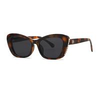TYUVIVO Big Frame Cat Eye Sunglasses Luxury Vintage Sunglasses Popular Rivet Uv400(Leopard Black)
