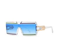 TYUVIVO Big Frame Flat Top Rectangle Sunglasses Women for Men Luxury Vintage Steampunk(Clear Blue)