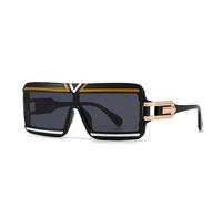 TYUVIVO Big Frame Flat Top Rectangle Sunglasses Women for Men Luxury Vintage Steampunk(Yellow White Black)